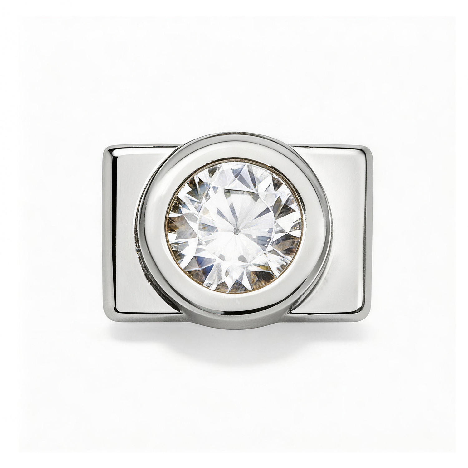 Large Round Diamond Charm - Silver - soufeelmy