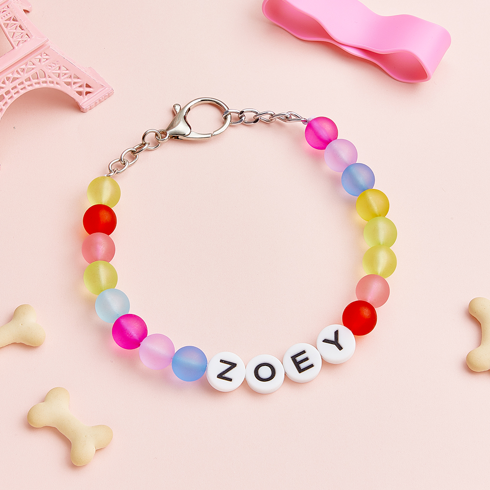 Custom Pet Name Necklace Personalized Colorful Frosted Beaded Pet Collar A Unique Pet Gift - soufeelmy
