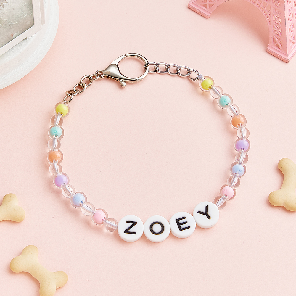 Custom Pet Name Necklace Personalized Transparent Colorful Beaded Pet Collar A Unique Pet Gift - soufeelmy