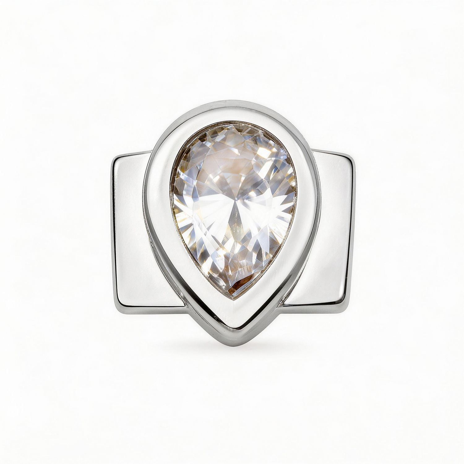 Large Teardrop Diamond Charm - Silver - soufeelmy