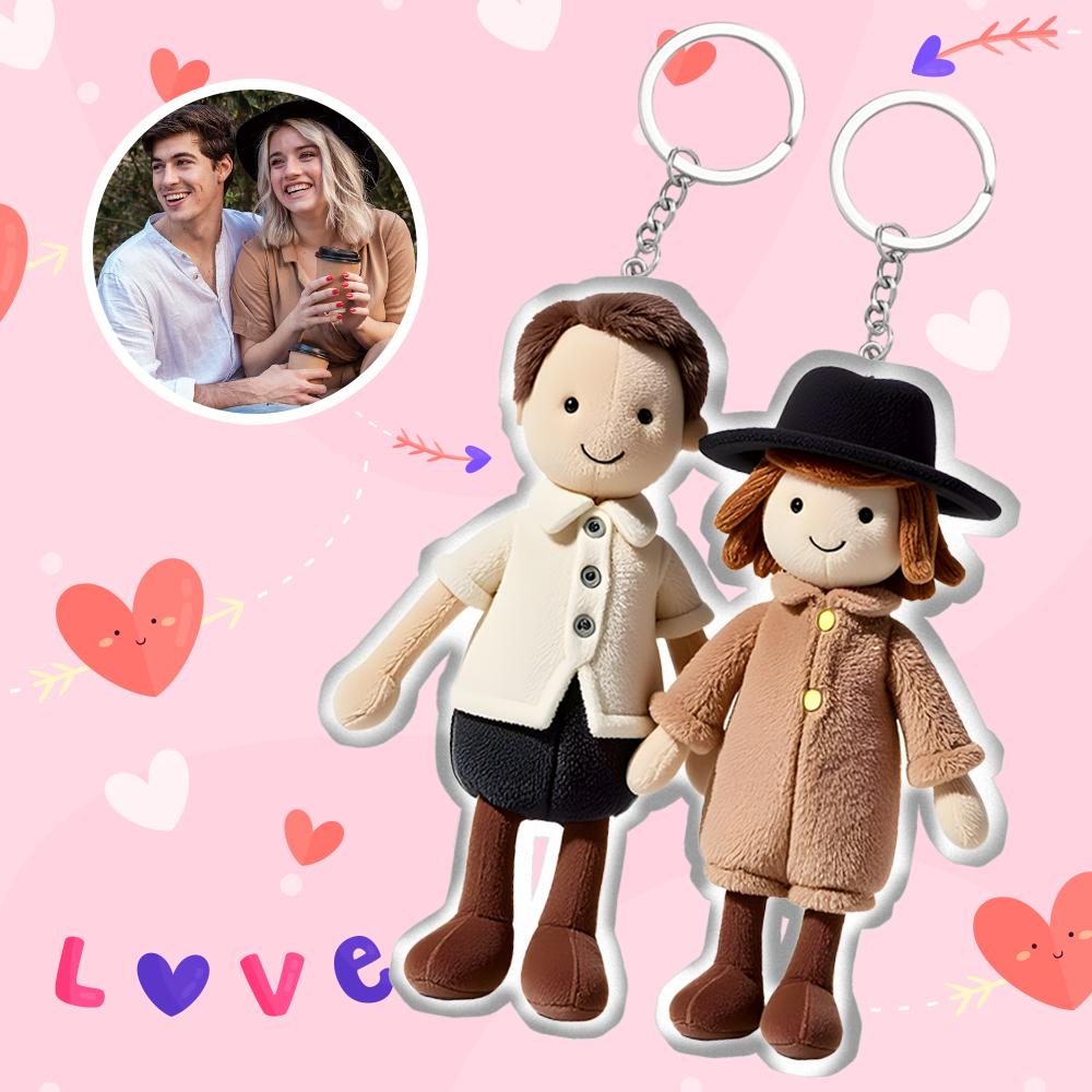 Personalized Photo Plush Doll Keychain Mini Me Plush Keychain Gifts for Boyfriend
