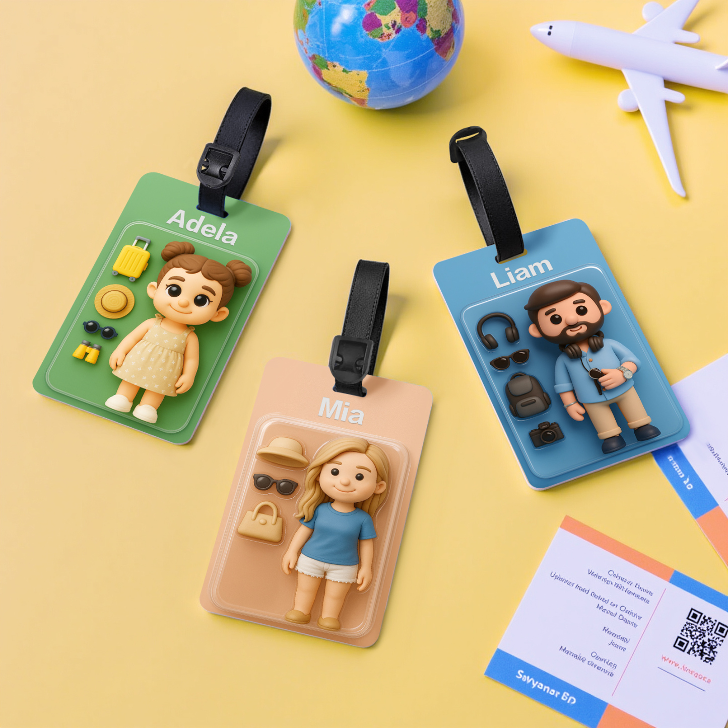 Fully Body Custom 3D Effect Cartoon Character Traveling Luggage Tag with Name and Photo 2D Printing Travel Accessory Birthday Gift for Travel Lover - soufeelmy