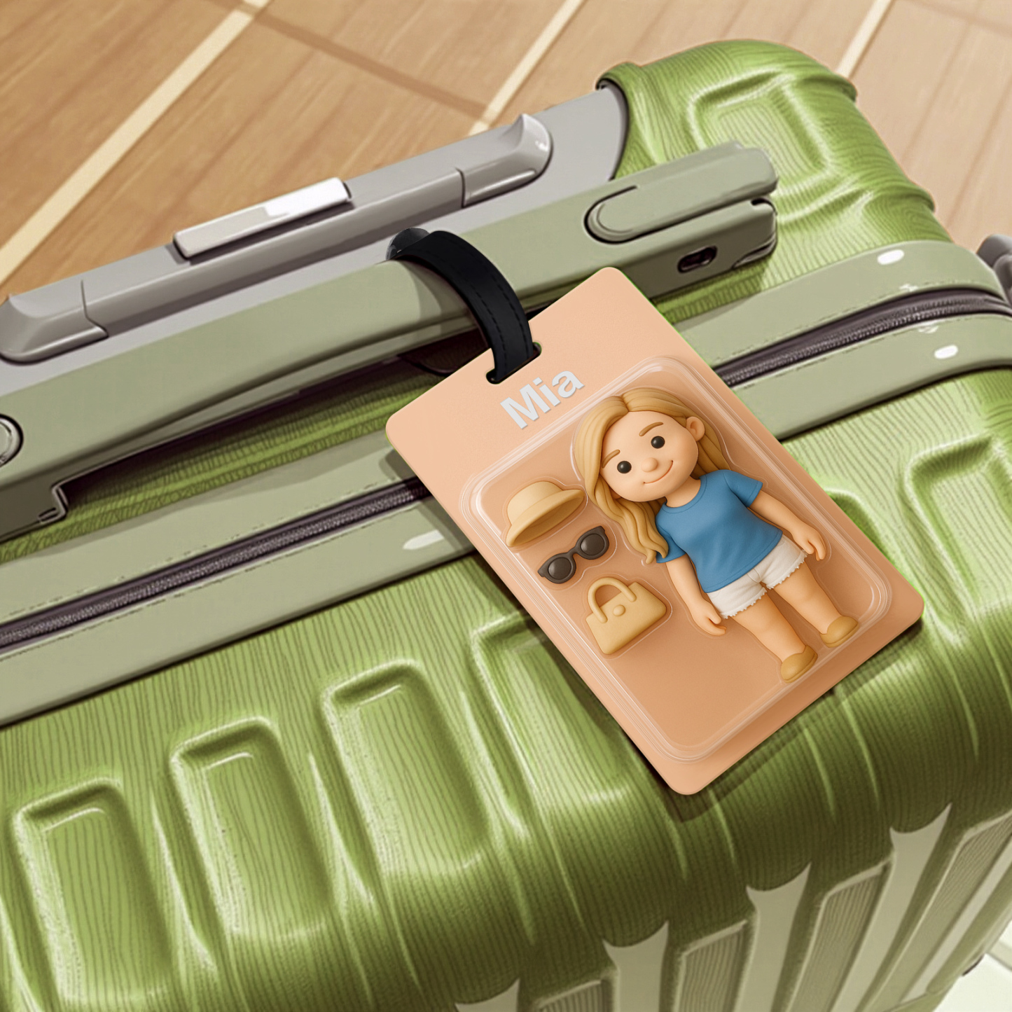 Fully Body Custom 3D Effect Cartoon Character Traveling Luggage Tag with Name and Photo 2D Printing Travel Accessory Birthday Gift for Travel Lover - soufeelmy