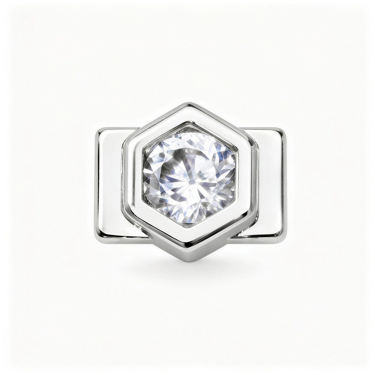 Large Pentagon Diamond Charm - Silver - soufeelmy