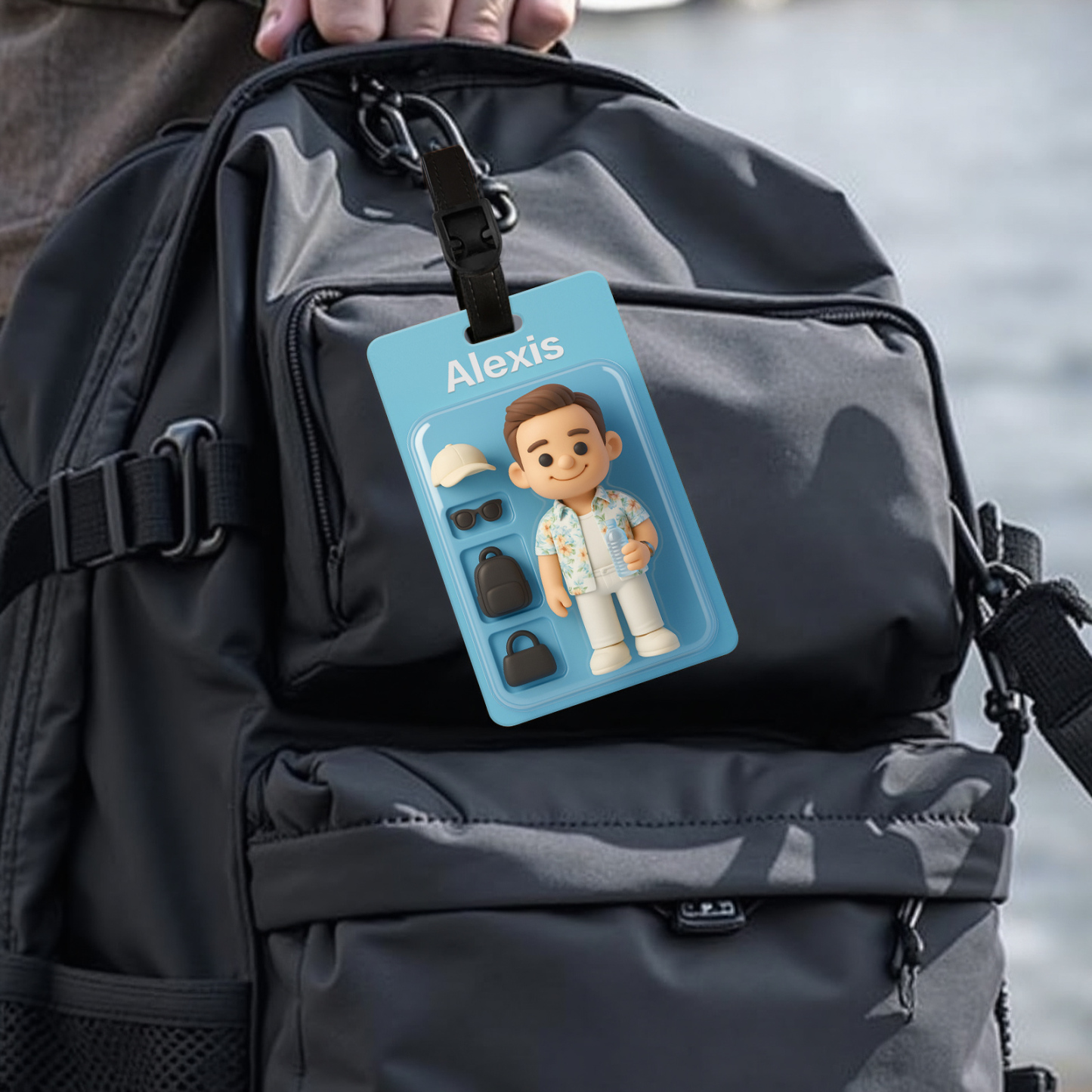 Fully Body Custom 3D Effect Cartoon Character Traveling Luggage Tag with Name and Photo 2D Printing Travel Accessory Birthday Gift for Travel Lover - soufeelmy