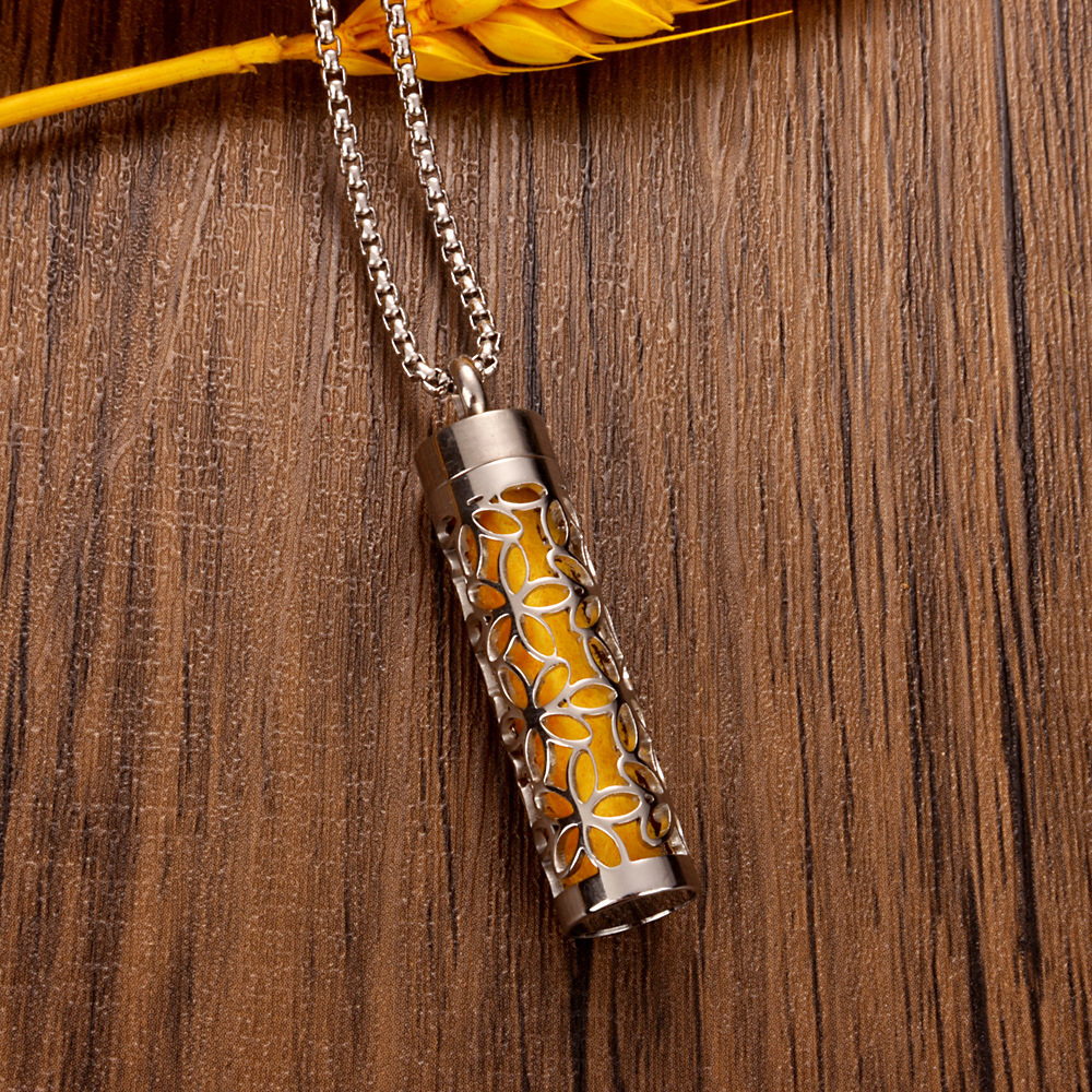 Perfume Diffuser Necklace Essential Oil Aromatherapy Stainless Steel Necklace Vertical Fragrance Pendant Necklace - soufeelmy