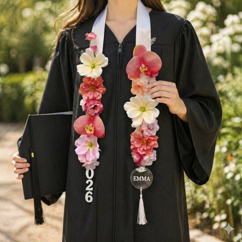 Personalized Graduation Flower Sash 2026, Custom Name & Year Graduation Photo Prop, Graduation Keepsake Gift - soufeelmy