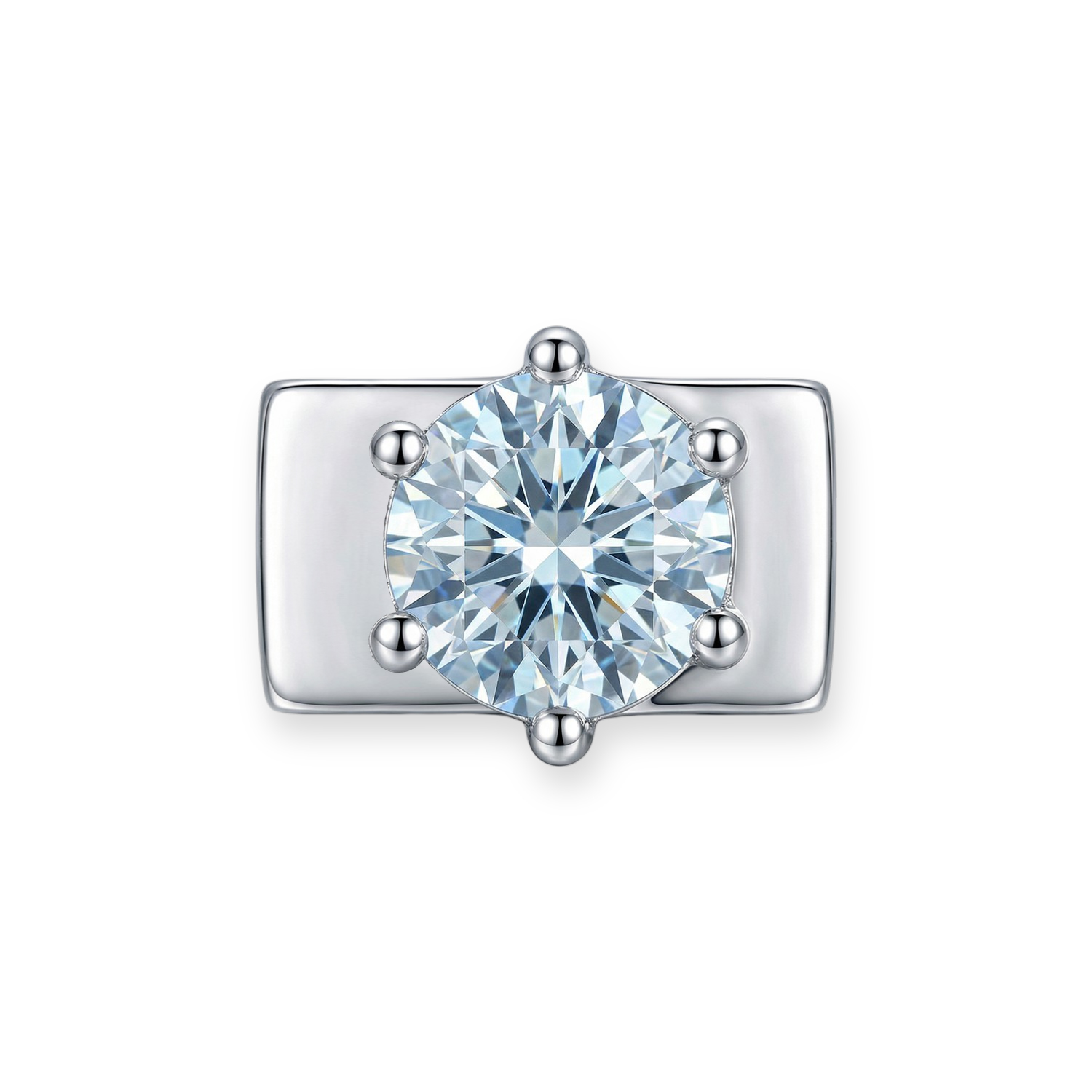 Pale Blue Round Diamond Charm - Silver - soufeelmy