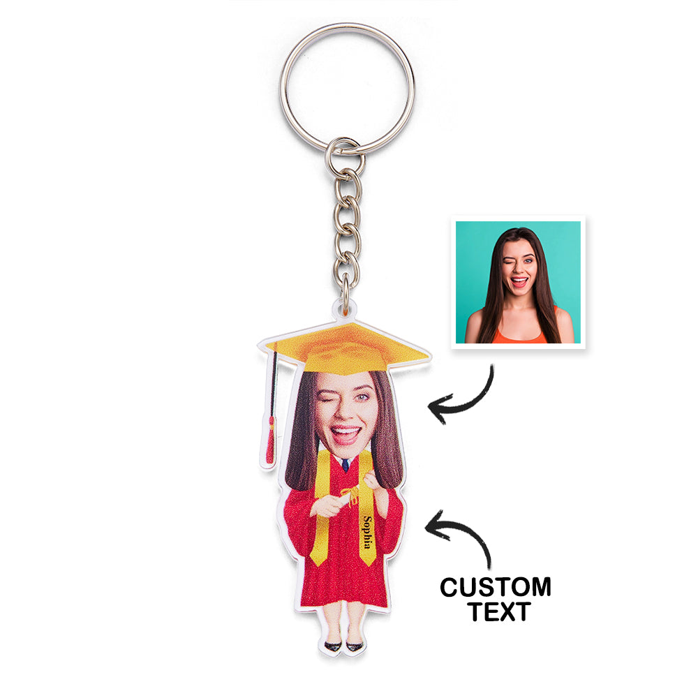 Personalized Photo Graduation Acrylic Keychain Customize Your Name Fun Graduation Season Gifts - soufeelmy