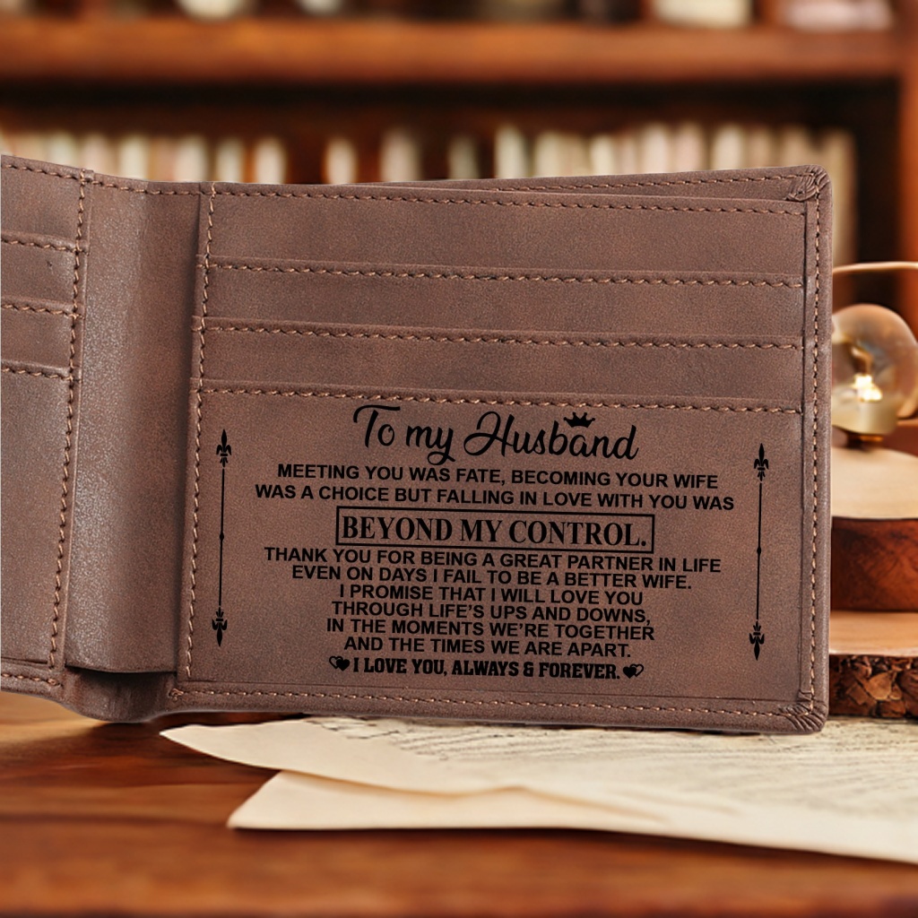 Men's Bifold Wallet Engraved Wallet Family Gift For Son For Husband - soufeelmy