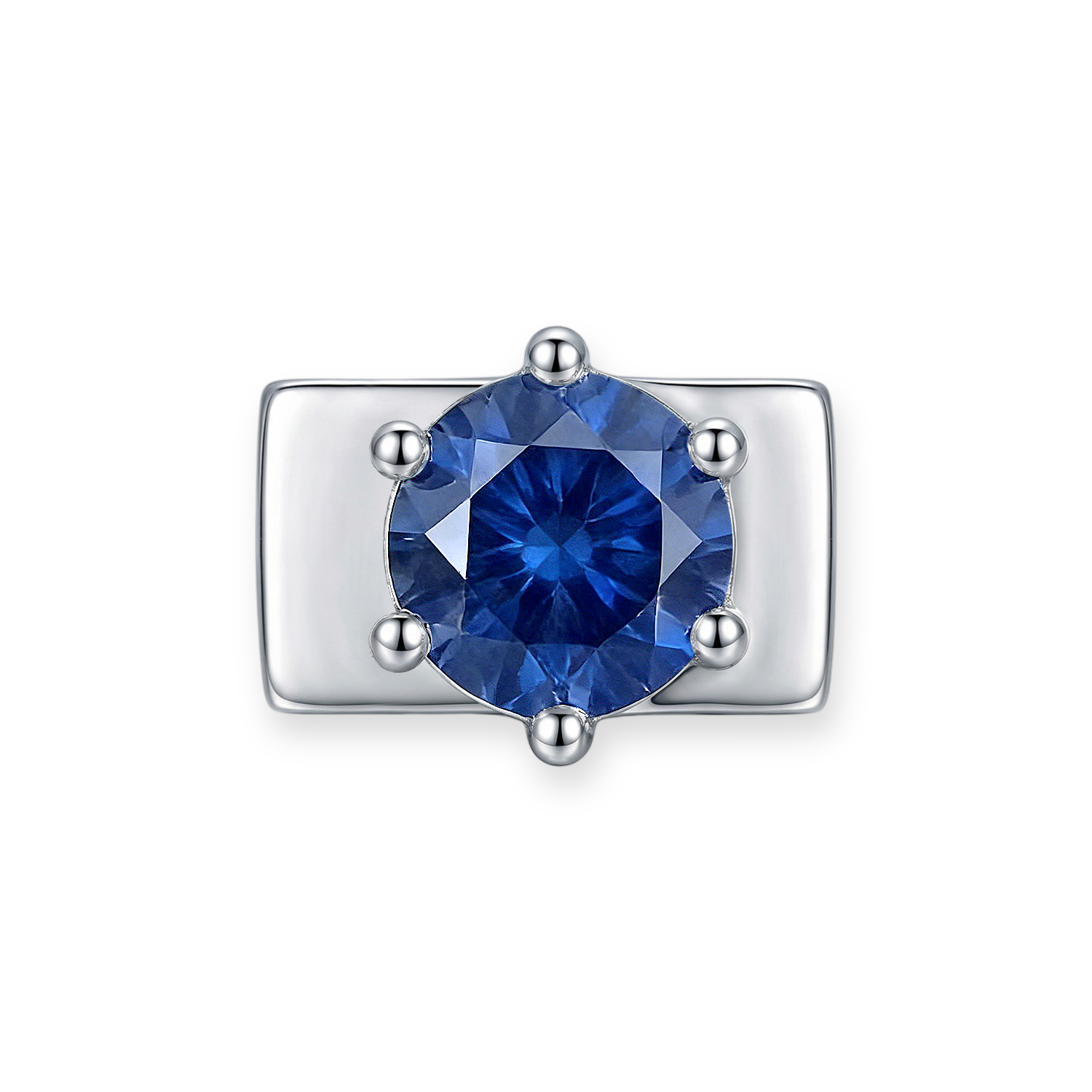 Dark Blue Round Diamond Charm - Silver - soufeelmy