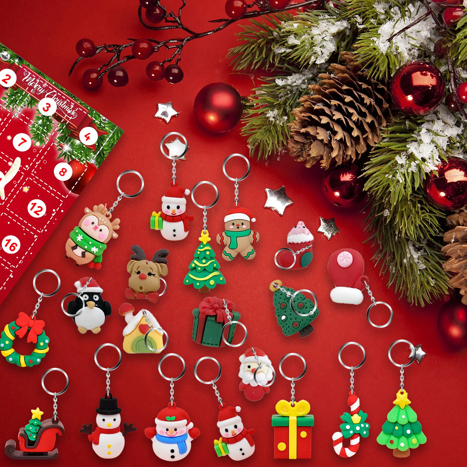 Christmas Ornament/Keychain Blind Box Xmas 24-day Countdown Calendar Gifts Box Xmas Gift - soufeelmy