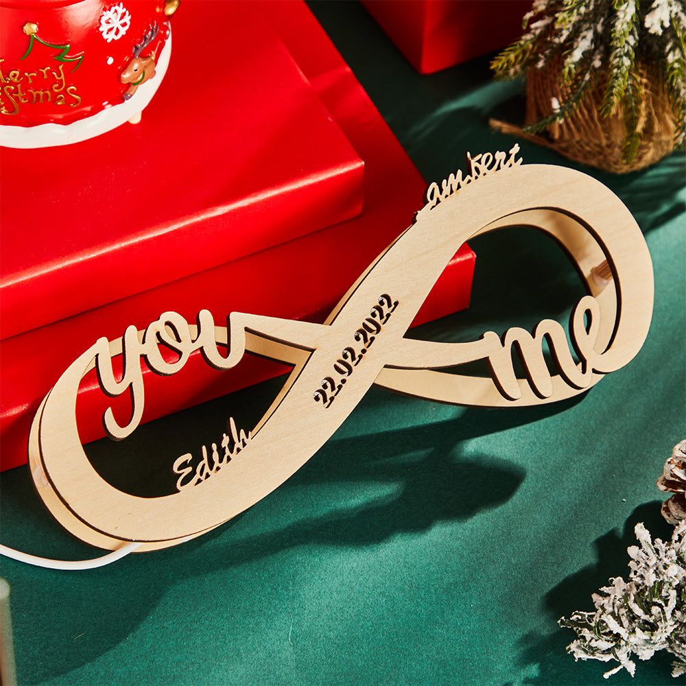 Custom Engraved Nightlight Wood Lamp Infinity Love Creative Gift for Her