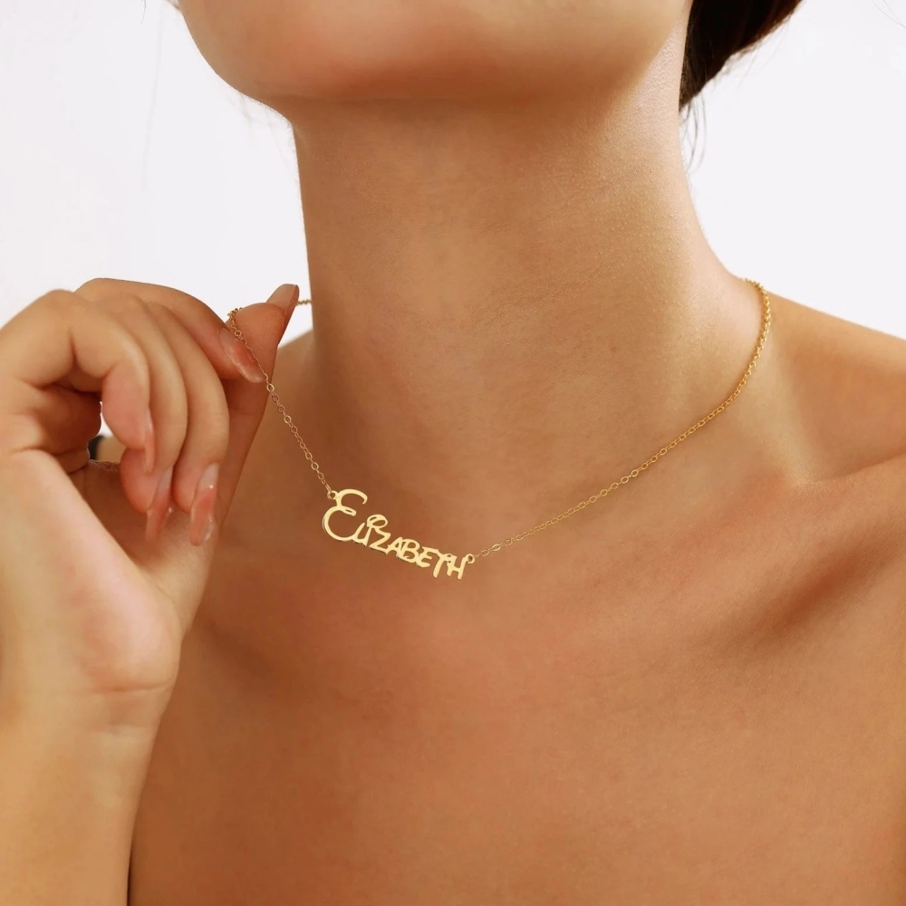 Name Necklace, Custom Name Necklace Unique Gift Rose Gold Plated