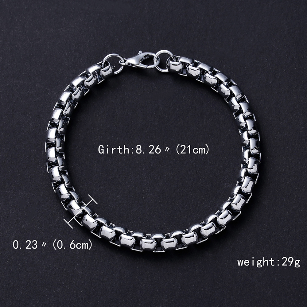 Men's Bracelet Punk Rounded Box Chain Thick Chain Gift For Boyfriend - soufeelmy