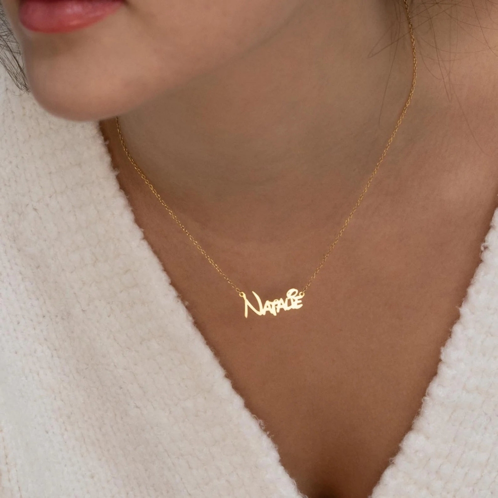 Name Necklace, Custom Name Necklace Unique Gift Rose Gold Plated