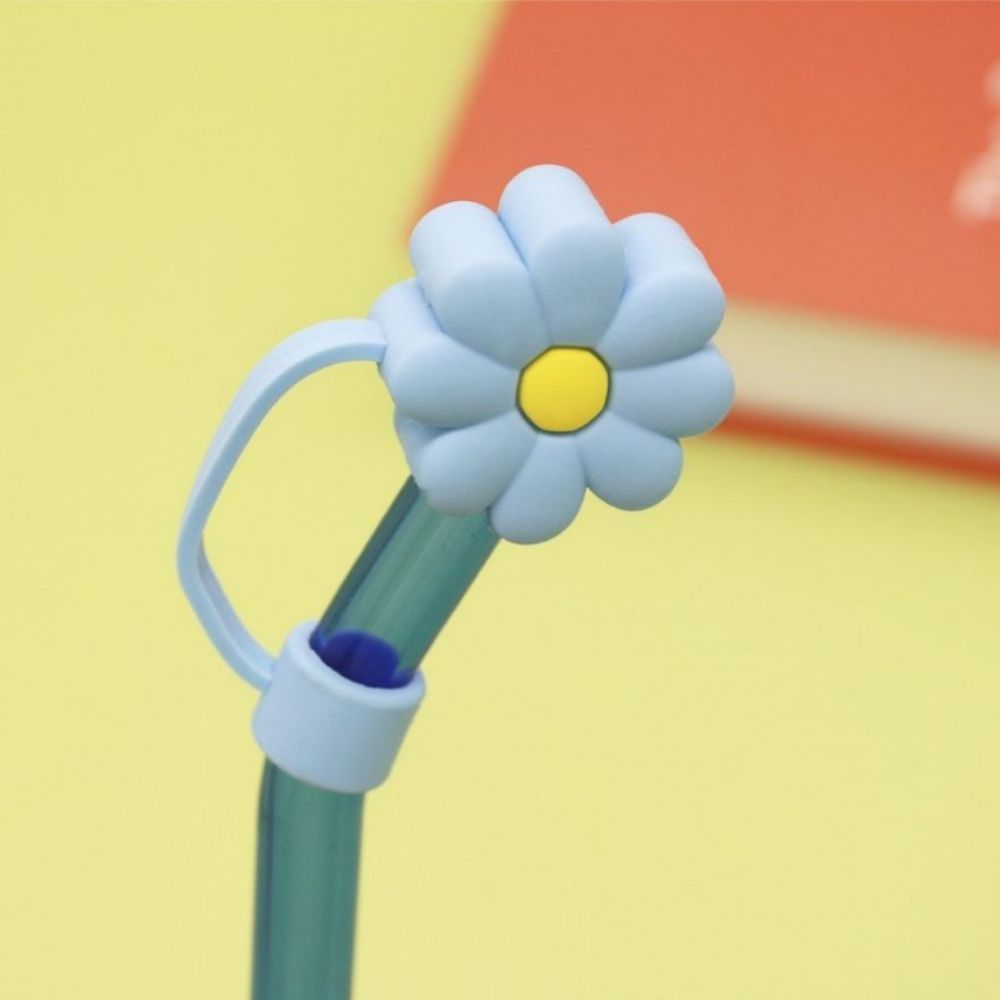 Blue Flowers Silicone Straw Protective Cover - soufeelmy