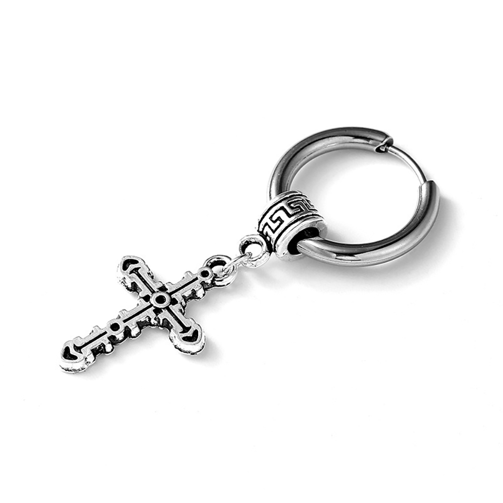 Men's Earrings Punk Cross Earrings Stainless Steel Earrings Gift For Boyfriend - soufeelmy