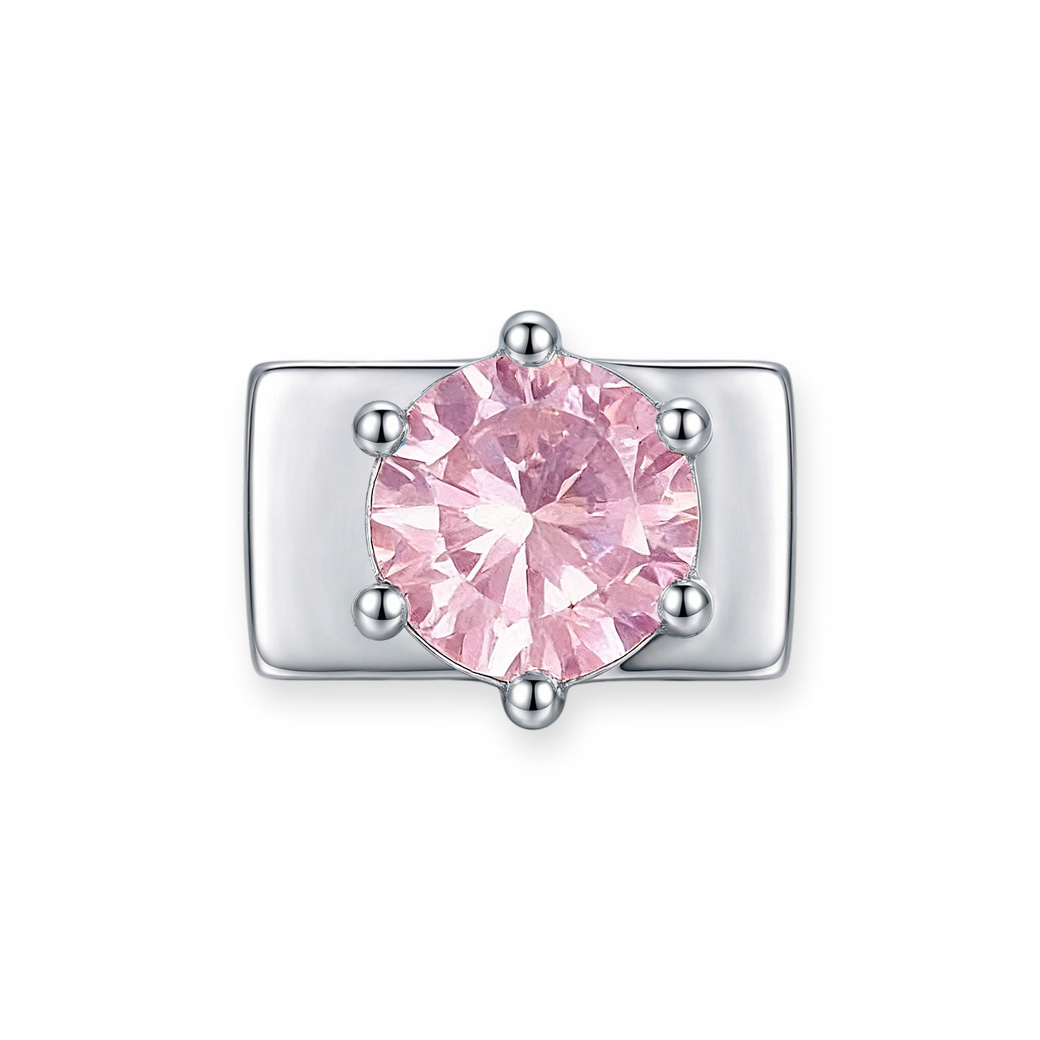 Light Pink Round Diamond Charm - Silver - soufeelmy