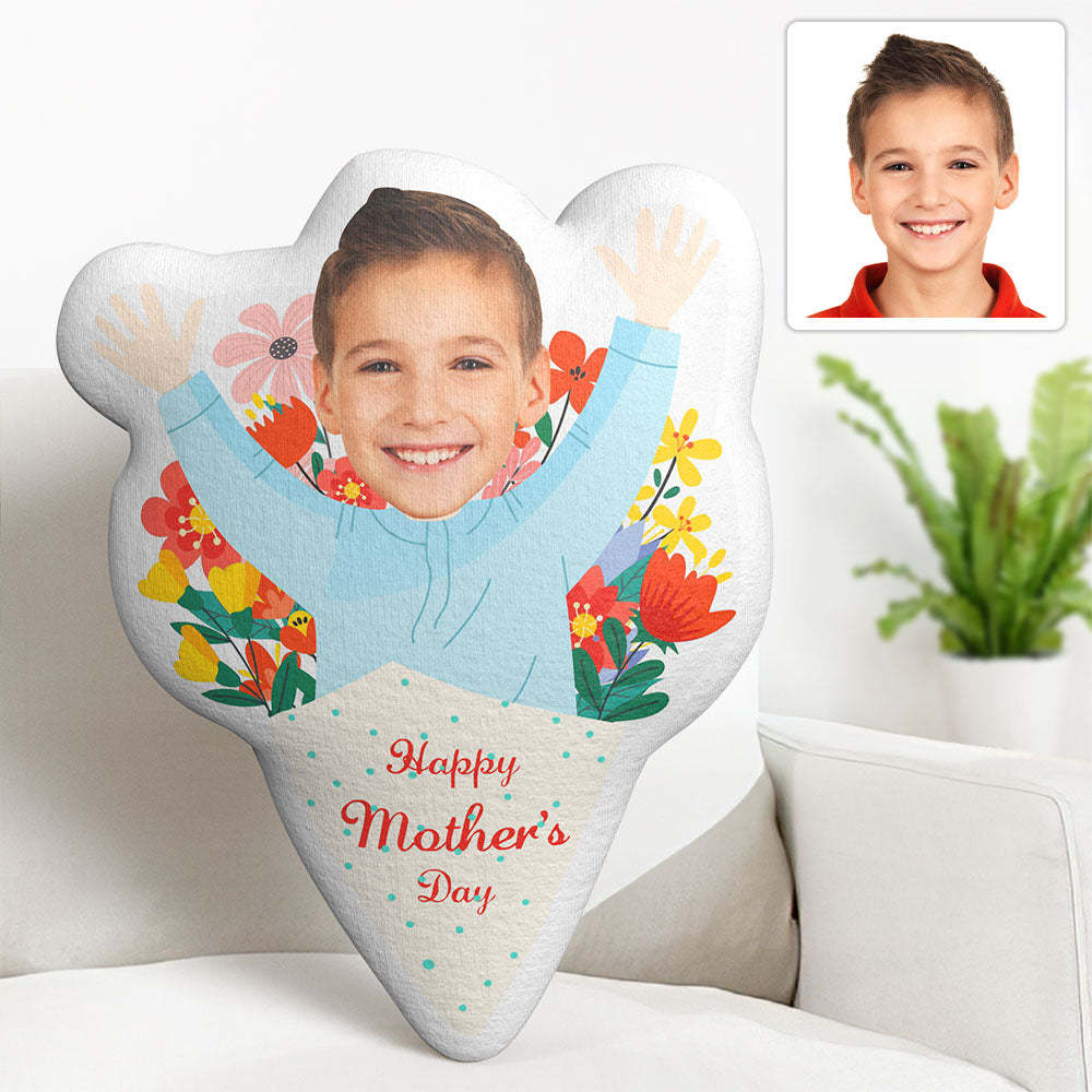 My Face Pillow Custom Photo Face Pillow Mother's Day Flower Face Pillow - soufeelmy