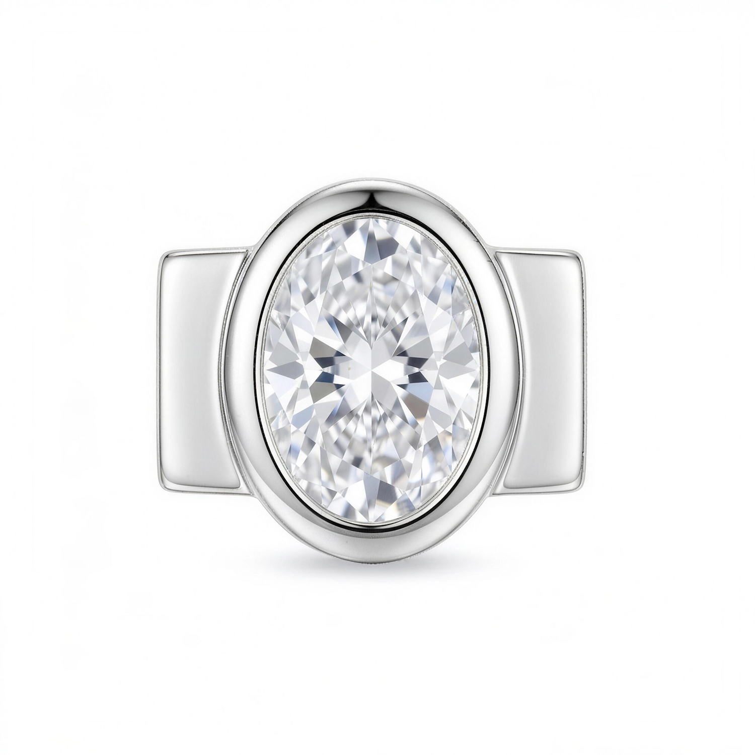 Large Oval Diamond Charm - Silver - soufeelmy