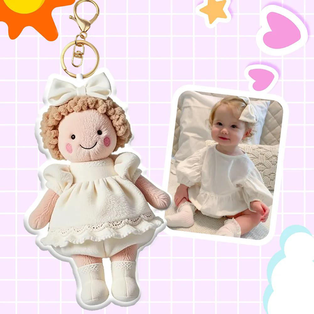 Personalized Photo Plush Doll Keychain Mini Me Plush Keychain Gifts for Kids - soufeelmy
