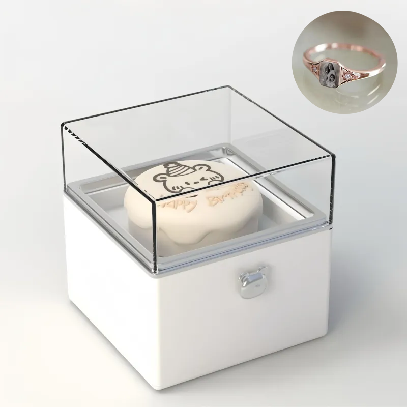 Magical Bear Cake Ring Box With Personalized Birthstone Ring Surprise Gift Birthday Gift - soufeelmy