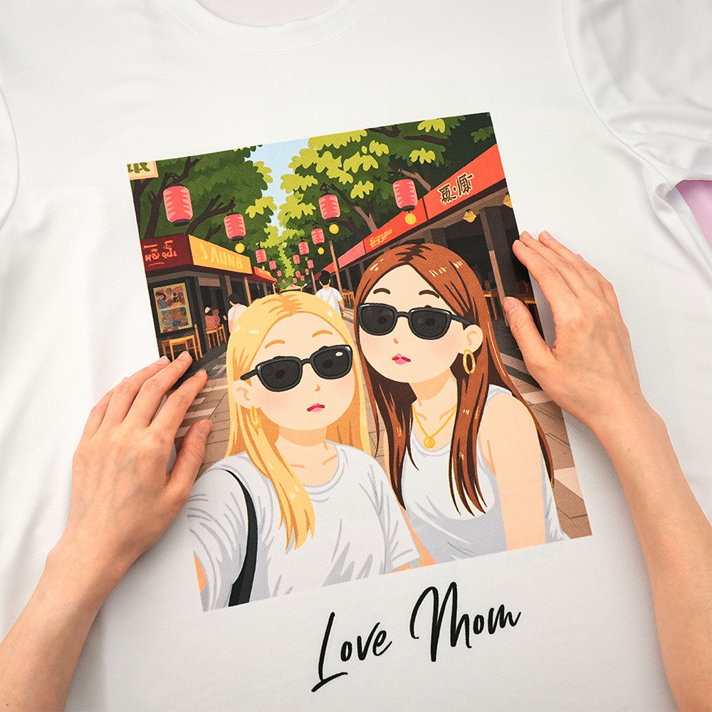 Custom Cartoon Style Photo T-Shirt Personalized Anime Portrait Tshirt with Custom Text Gift for Mom - soufeelmy