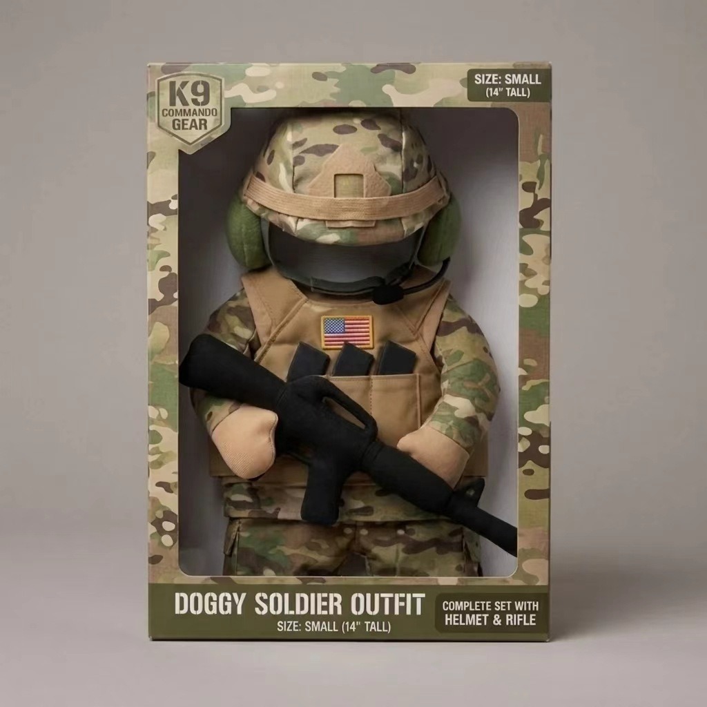 Funny Soldier Pet Costume – Doggy Soldier Outfit for Dogs & Cats, Military-Style Costume Set for Halloween, Parties & Photos - soufeelmy