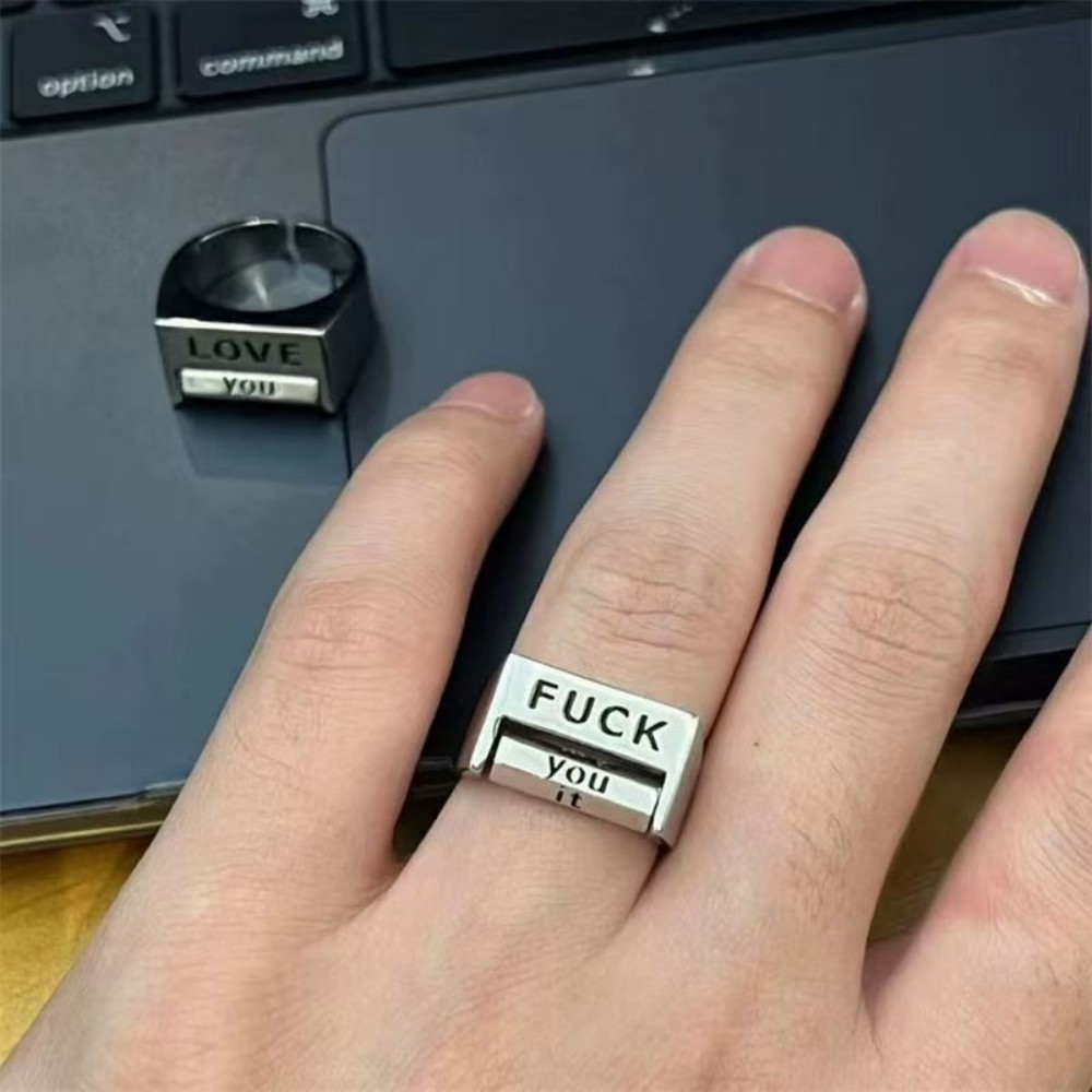 Love Everything Ring Rotatable Decompression Ring Fuck Everything Adjustable Mood Ring - soufeelmy