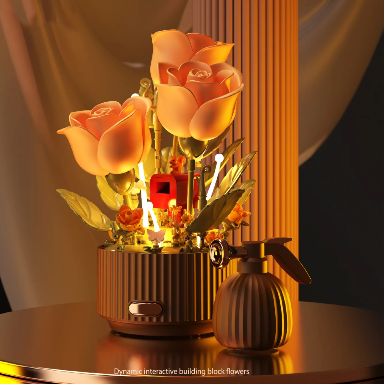 Dynamic Interactive Building Block FLowers with Sprayer Remote Control Night Light	 Gift for Her - soufeelmy