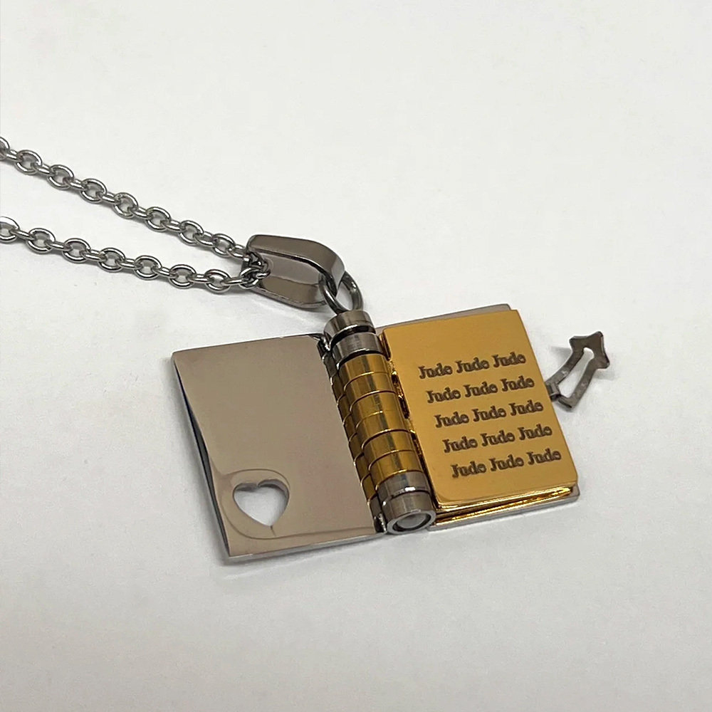 Personalised Silver Petite Book Locket Necklace Pendant Charm Message Necklace Memory Gift for Her