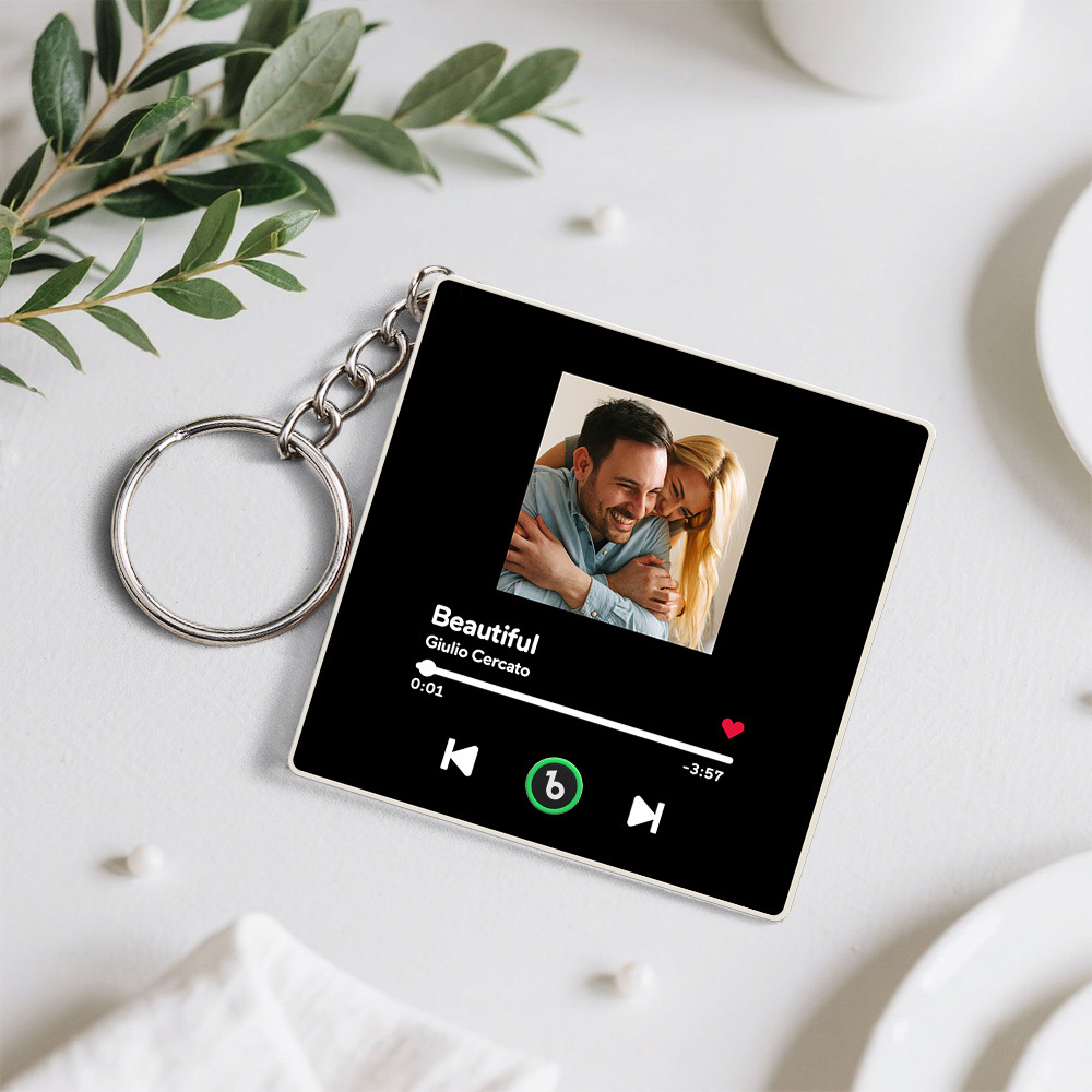 Personalized Photo Music Key Chain Music Box Bag Charm That Plays Music Without Cell Phone Anniversary Gifts