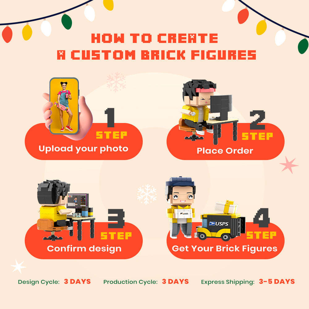 Christmas Gift For Couples Round Face Fully Body Customizable 2 People Custom Brick Figures - soufeelmy