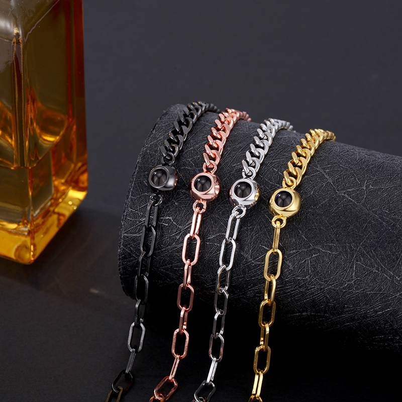 Custom Photo Bracelet Personalized Photo Projection Bracelet Circle Photo Bracelet with Picture Inside for Him - soufeelmy