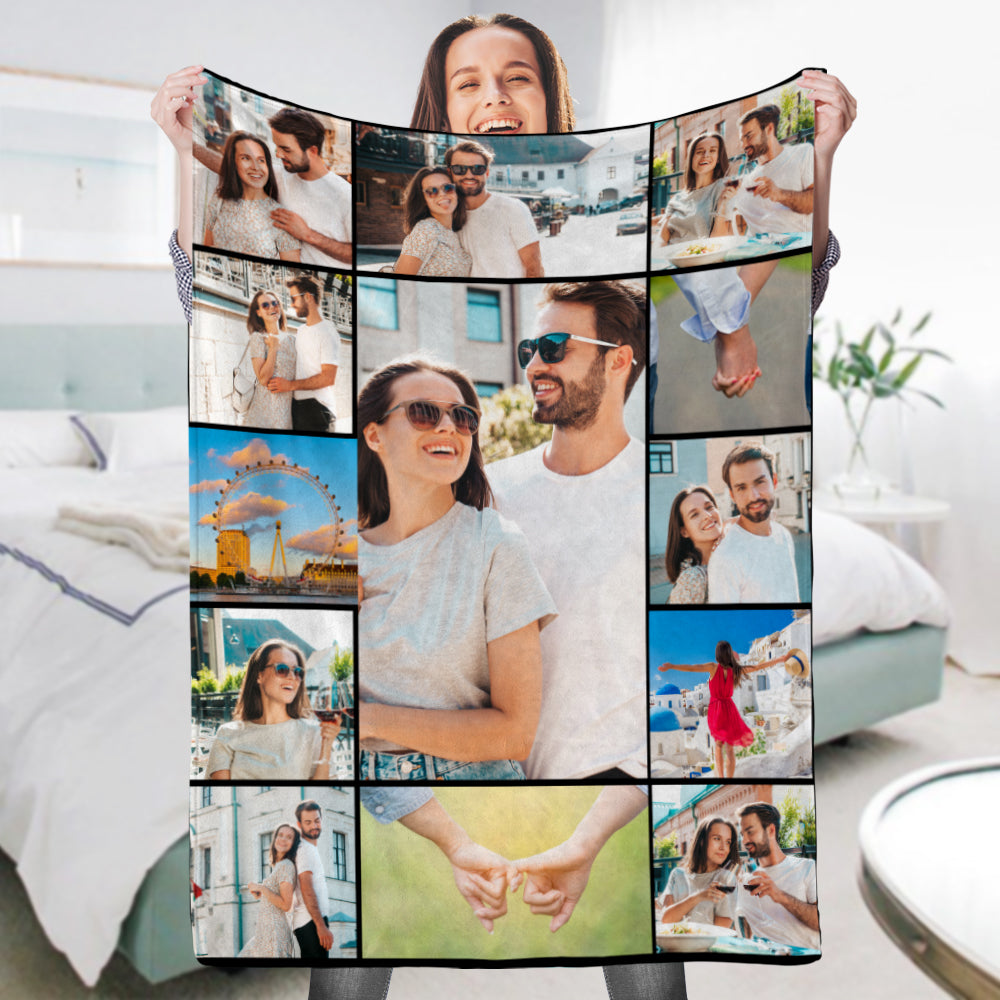 Custom Photo Blanket Personalized Collage Photo Blanket Photo Album Blanket Gifts for Lovers - soufeelmy