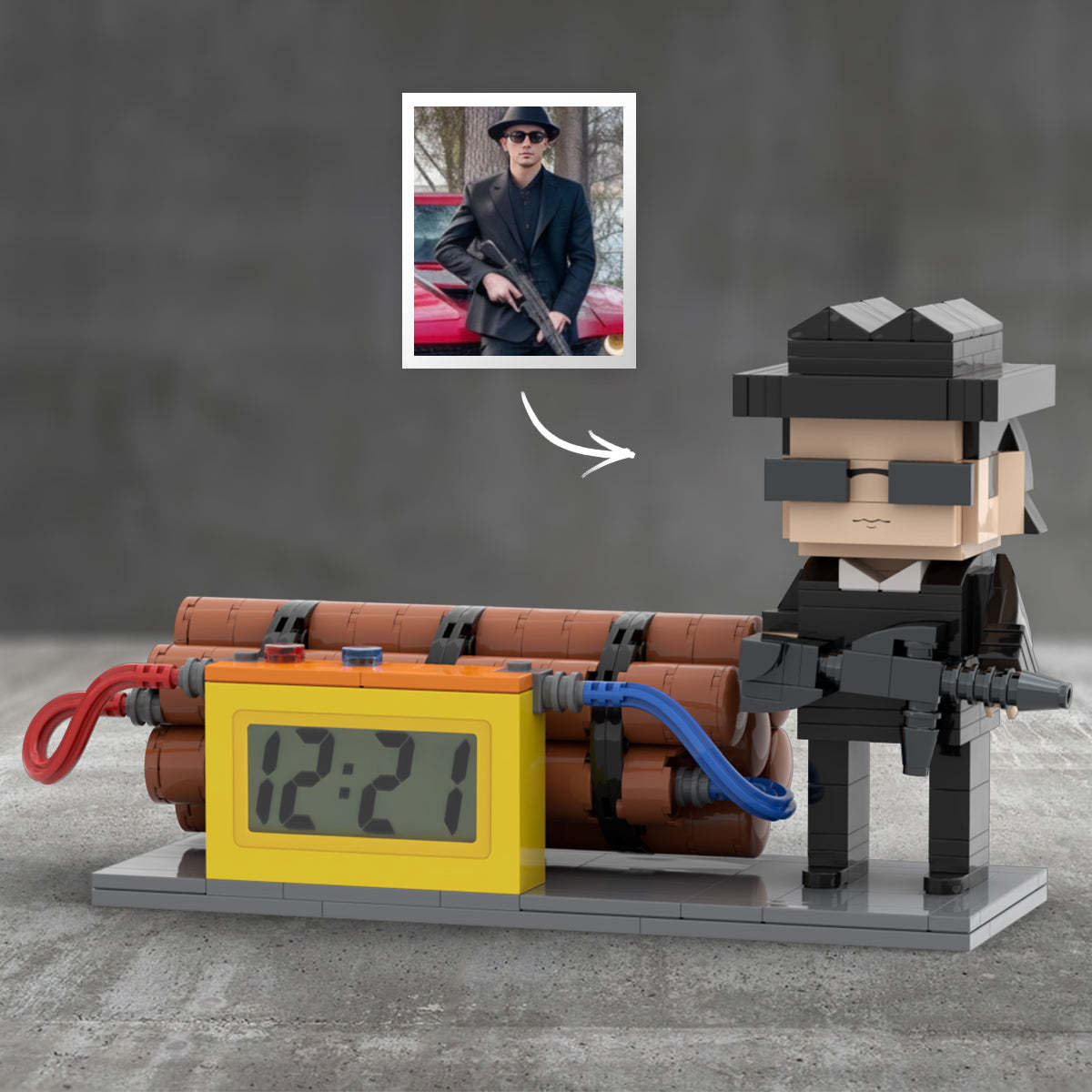 Custom Brick Figures Clock Personalized Dangerous Elements Brick Figures Clock Gifts for Him - soufeelmy