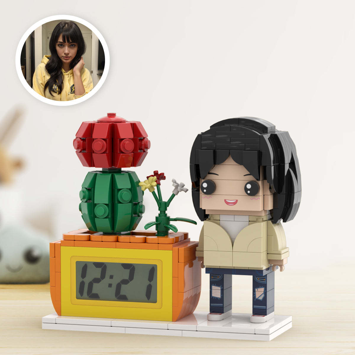 Gifts for Her Custom Brick Figures Clock Personalized Figures Potted Plant & Brick Clock - soufeelmy