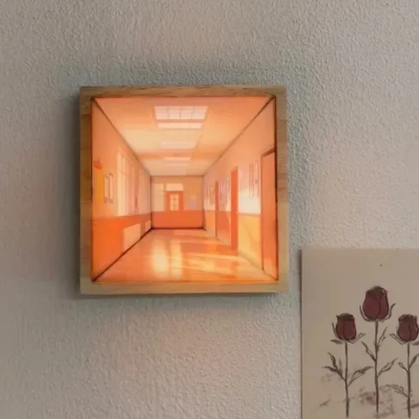 3d Naked Eye Vision Night Light Wall Lamp Living Room Home Creative Wooden No-Punch Wall Hanging Light - soufeelmy