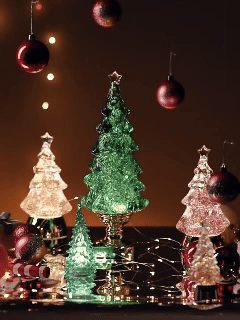 Glitter Christmas Tree Ornaments Desk Decorations Glowing Swirl Night Light Christmas Gift Idea - soufeelmy