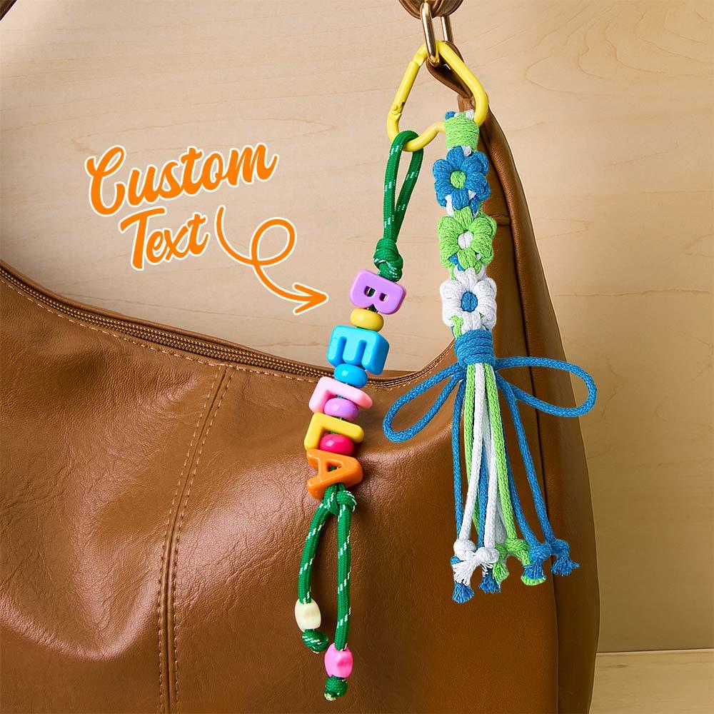 Custom Bag Charm Name Tag With Tassel-Random Color Acrylic Letters for Beach Bag,Backpack,Bag Charm With Kids Name,Personalized Name Tag - soufeelmy