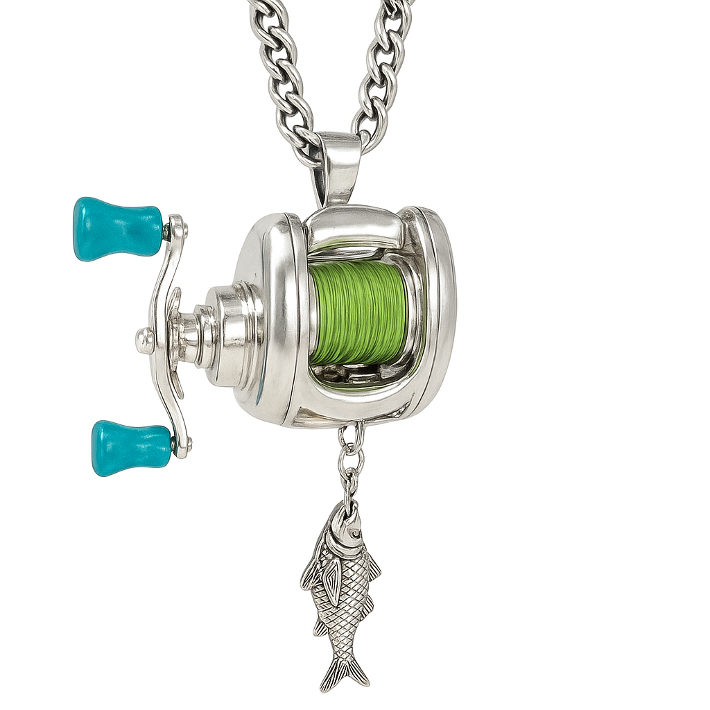Mini Fishing Reel Necklace, Fishing Reel Necklace with Rotatable Handle and Precision Detailed for Friend, Family Member(1pc) - soufeelmy