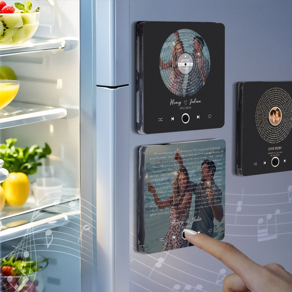 Custom Music Fridge Magnet Lyrics Photo Music Wall Photo Refrigerator Sticker Music Movement That Can Be Played Without Cell Phone - soufeelmy