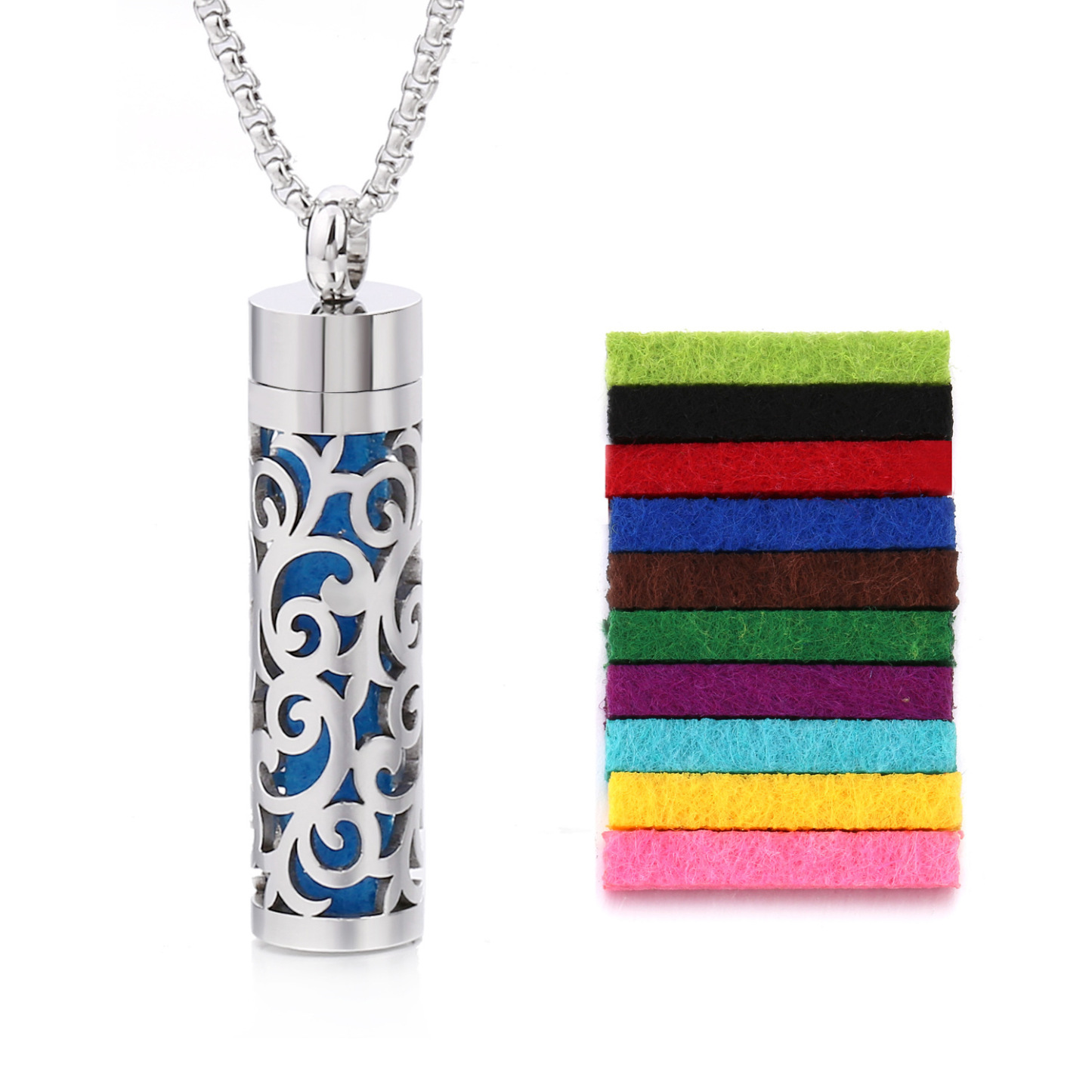 Perfume Diffuser Necklace Essential Oil Aromatherapy Stainless Steel Necklace Vertical Fragrance Pendant Necklace - soufeelmy