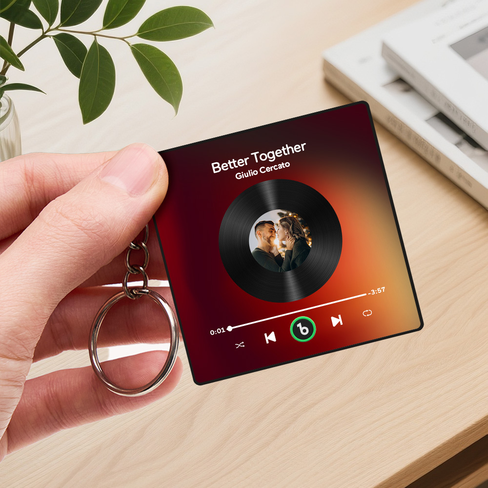 Personalized Photo Music Key Chain Music Box Bag Charm That Plays Music Without Cell Phone Anniversary Gifts - soufeelmy