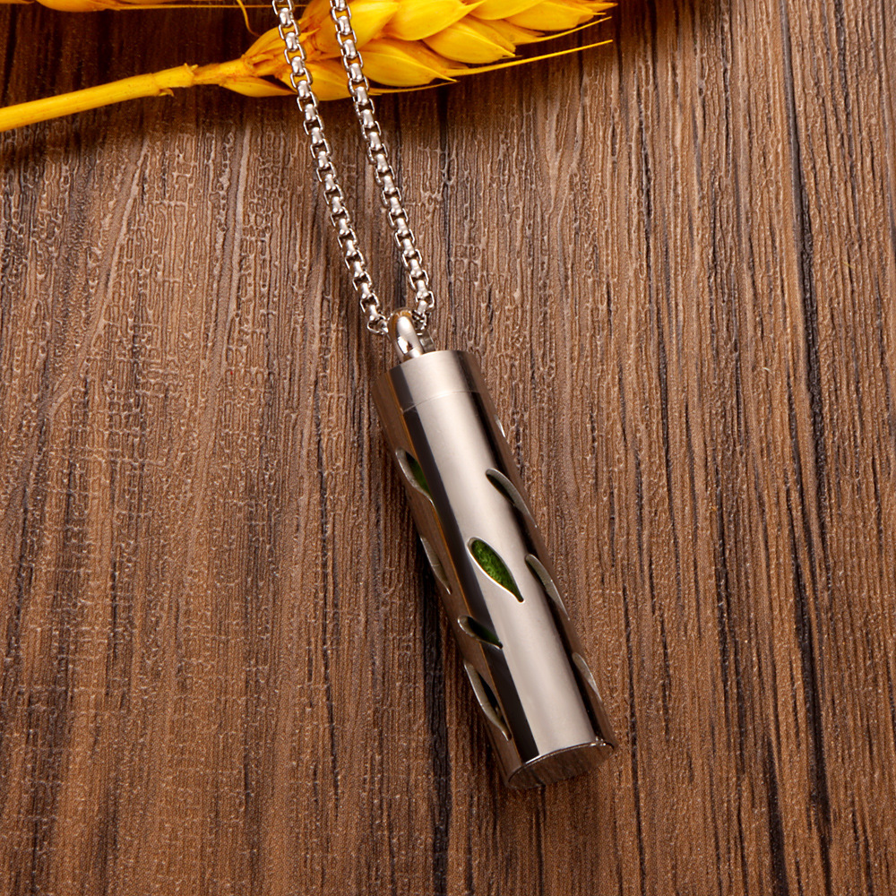 Perfume Diffuser Necklace Essential Oil Aromatherapy Stainless Steel Necklace Vertical Fragrance Pendant Necklace - soufeelmy