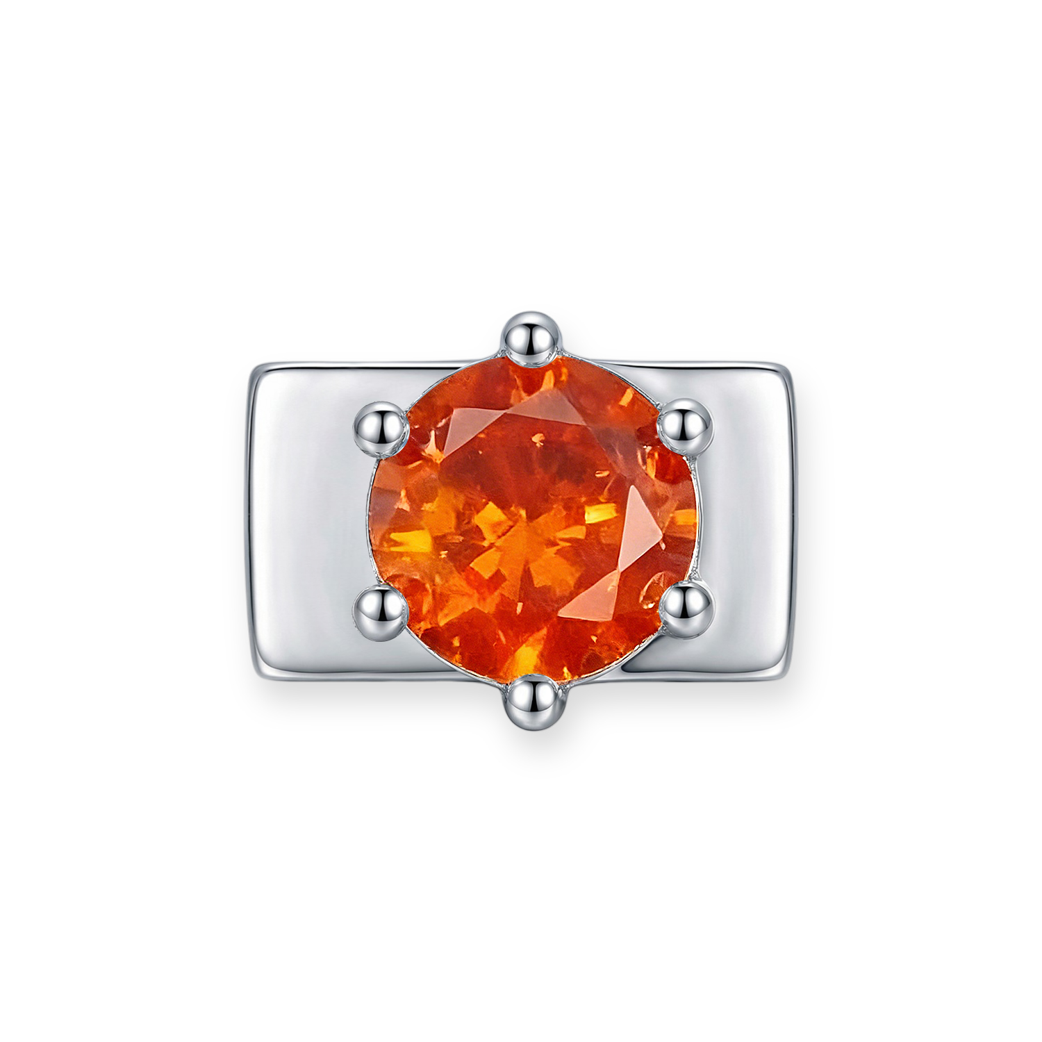 Orange-Red Round Diamond Charm - Silver - soufeelmy