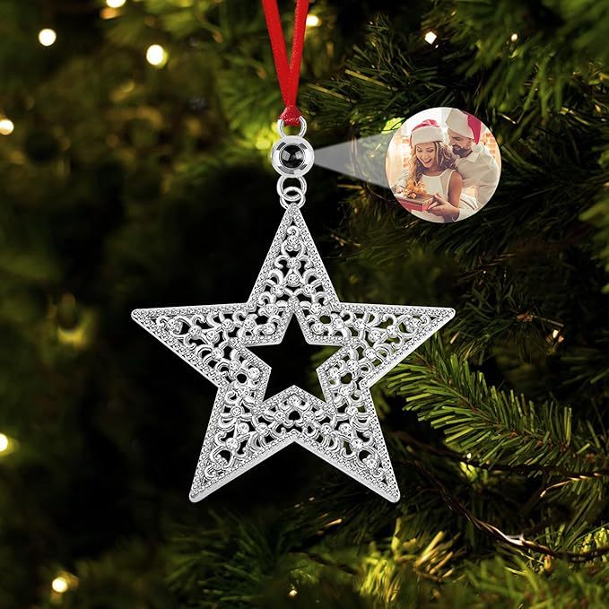 Personalized Christmas Projection Ornaments for Christmas Tree, Custom Drop Pendant Decoration with Picture Inside, Hanging Home Xmas Memorial Decoration - soufeelmy