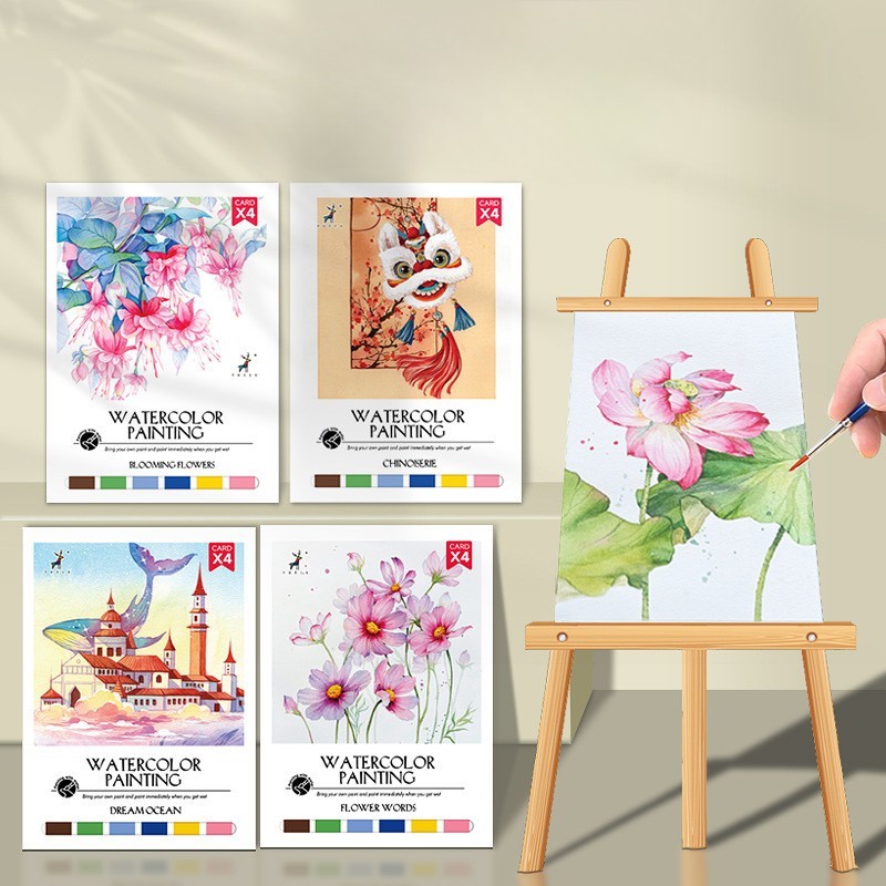 4 Sheets Watercolor Workbook Coating Book with Free Paint Set Say Goodbye to Anxiety Awaken Your Artistic Talent - soufeelmy