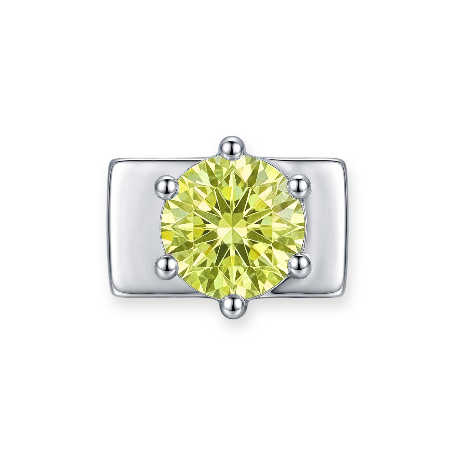 Yellow-Green Round Diamond Charm - Silver - soufeelmy